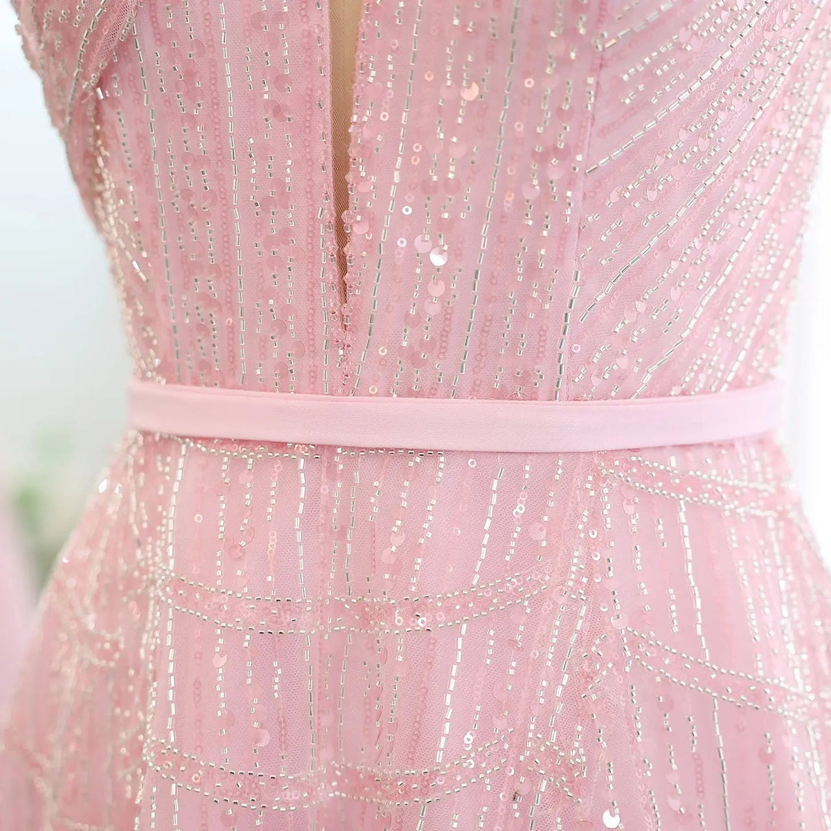 Luxury Beaded Lilac Halter One Shoulder Evening Dress SS329