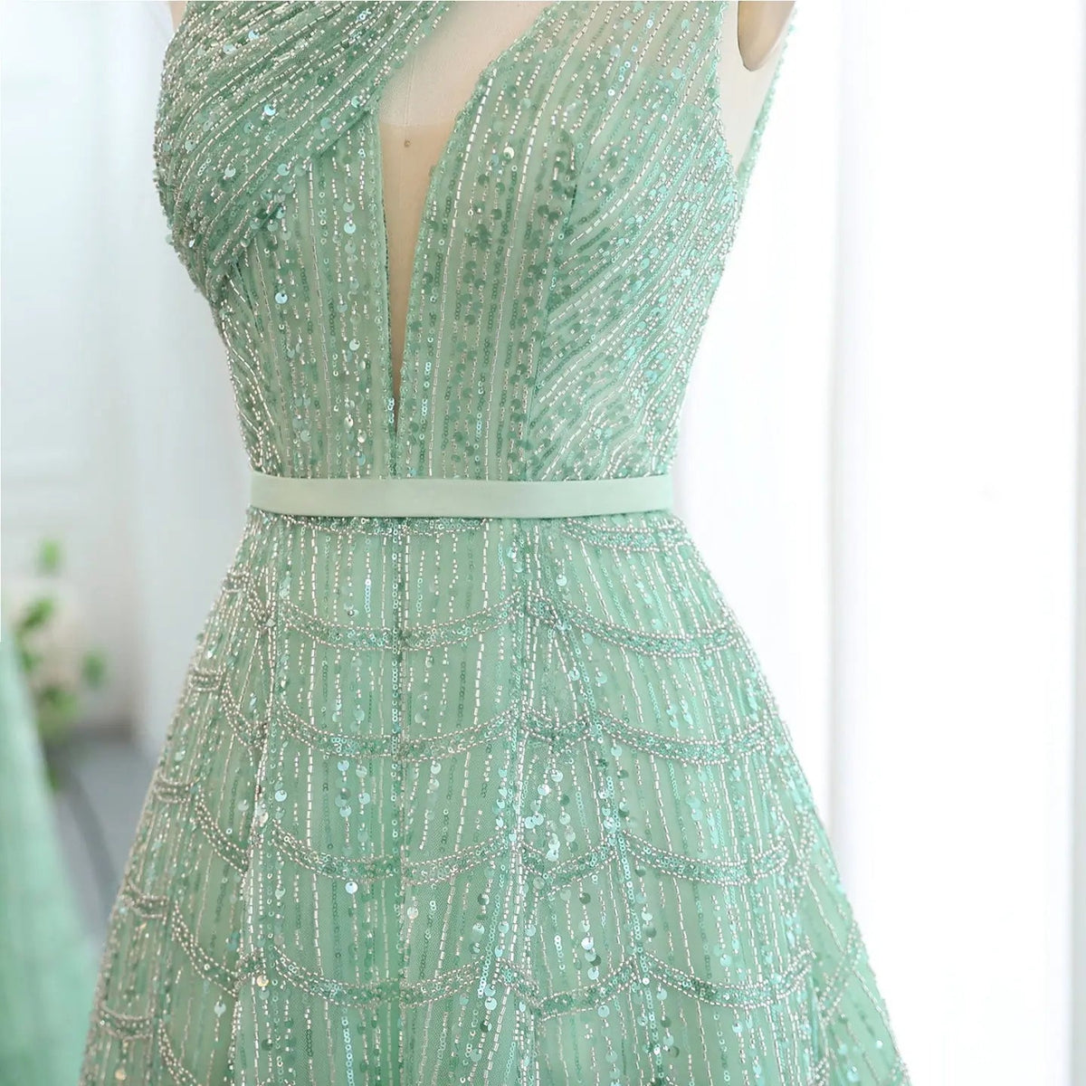 Luxury Beaded Lilac Halter One Shoulder Evening Dress SS329