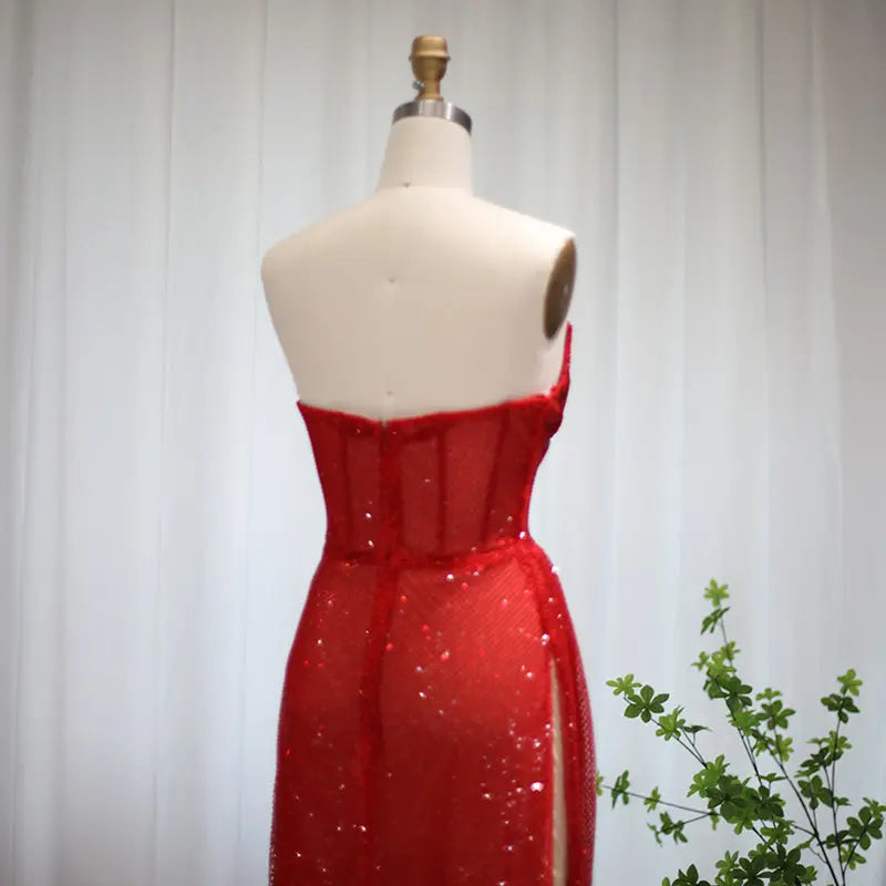 Green Strapless High Slit Cocktail Party Dress RM045