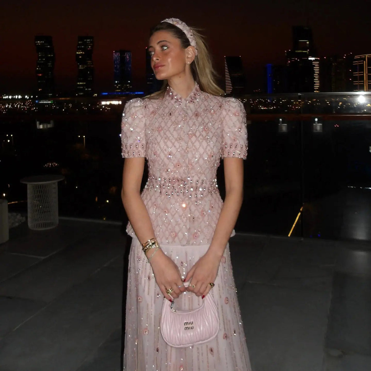 Luxury Pink Crystal Two Piece Evening Dresses Wedding Party SS546