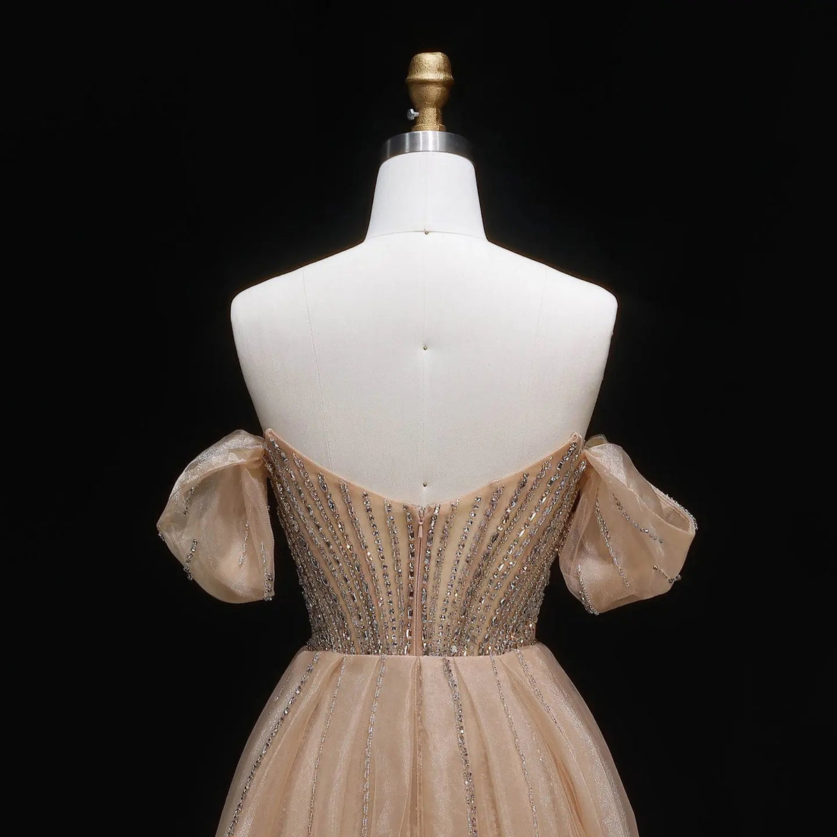 Glamorous Pink Off-the-Shoulder Beaded Crystal Corset Evening Dress SS120