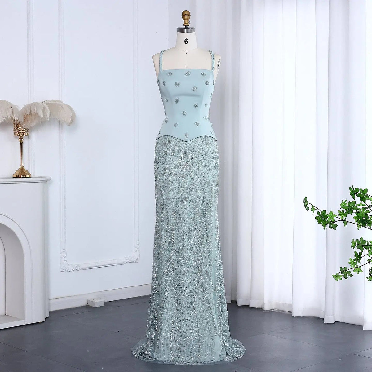 Chic Lilac Two Pieces Evening Dress with Spaghetti Straps SS697