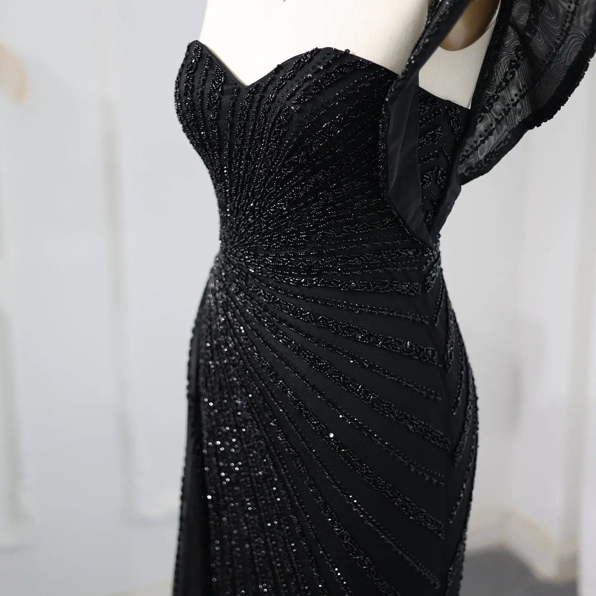 Emerald Green One Shoulder Slit Evening Dress with Overskirt SS201