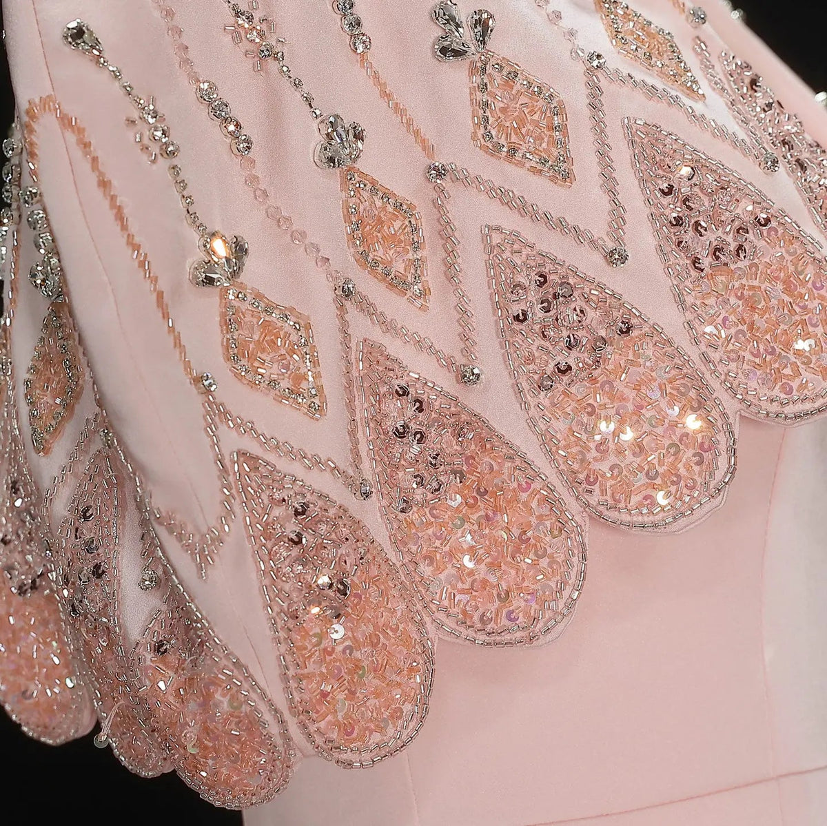 Glamorous Pink Strapless Evening Dress with Beaded Capelet SS302
