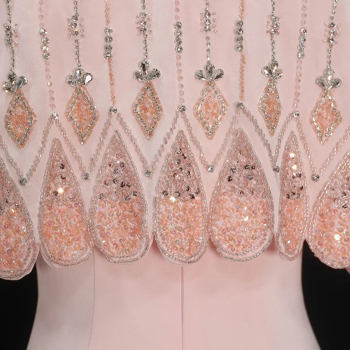 Glamorous Pink Strapless Evening Dress with Beaded Capelet SS302