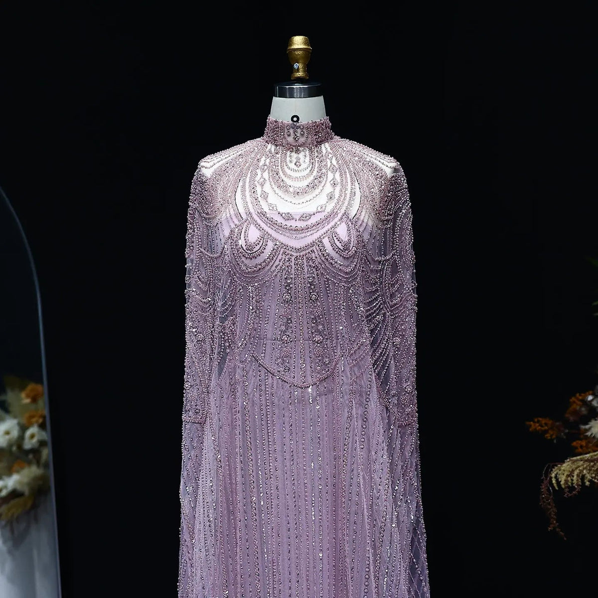 Luxury Nude Beaded High Neck 2 pieces Evening Dress SS780