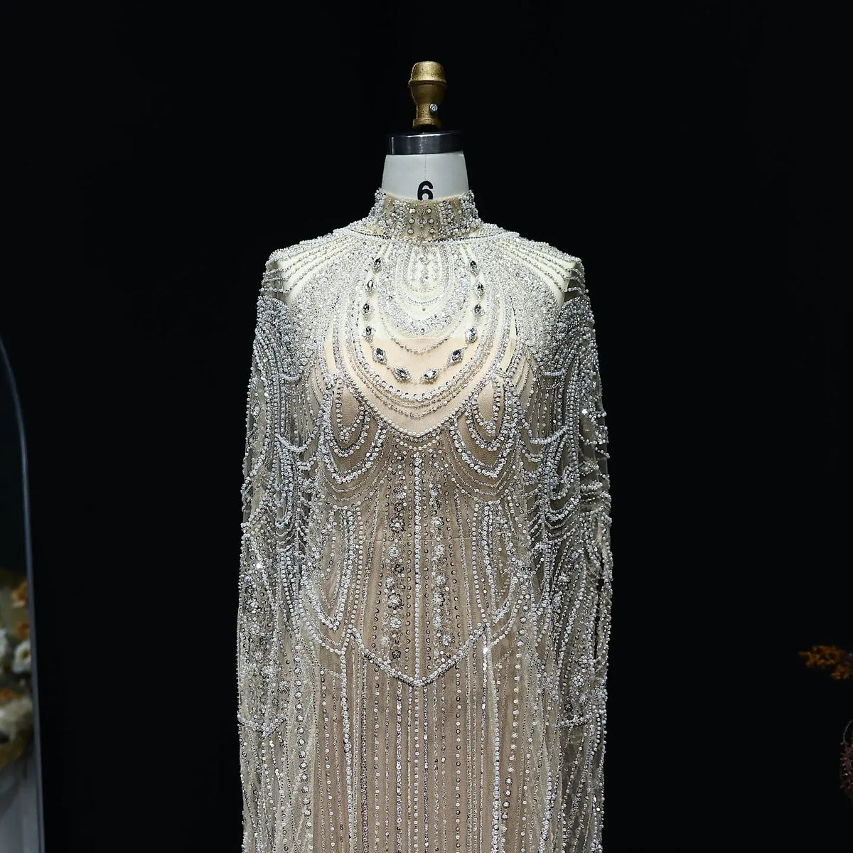 Luxury Nude Beaded High Neck 2 pieces Evening Dress SS780