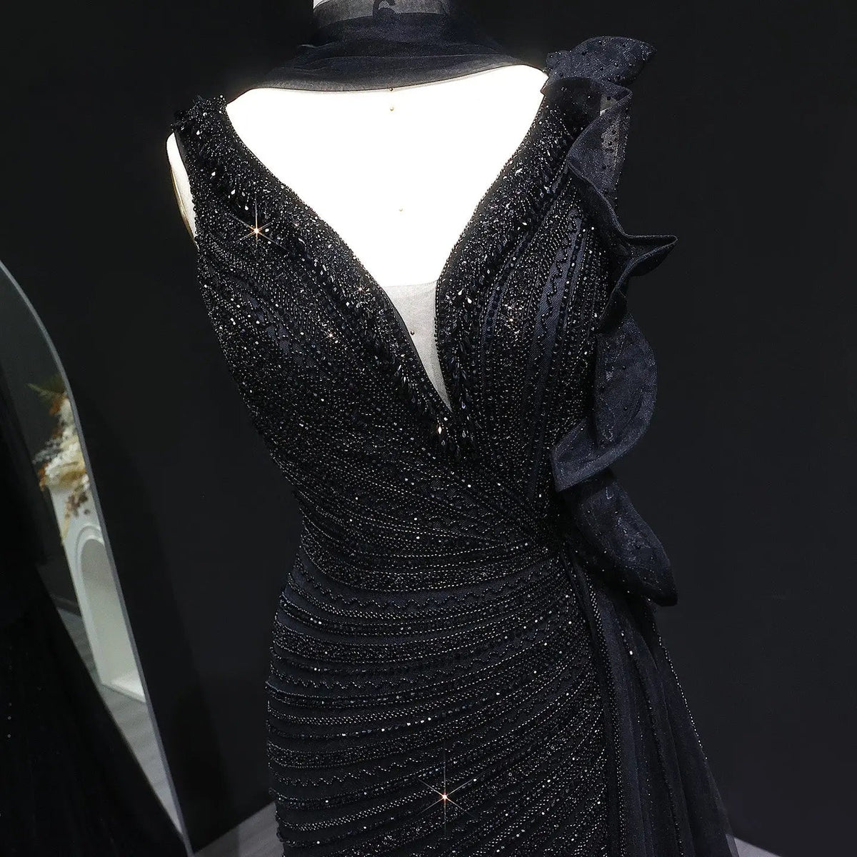 Luxury Beaded Mermaid Evening Dress with Scarf and Overskirt SS189