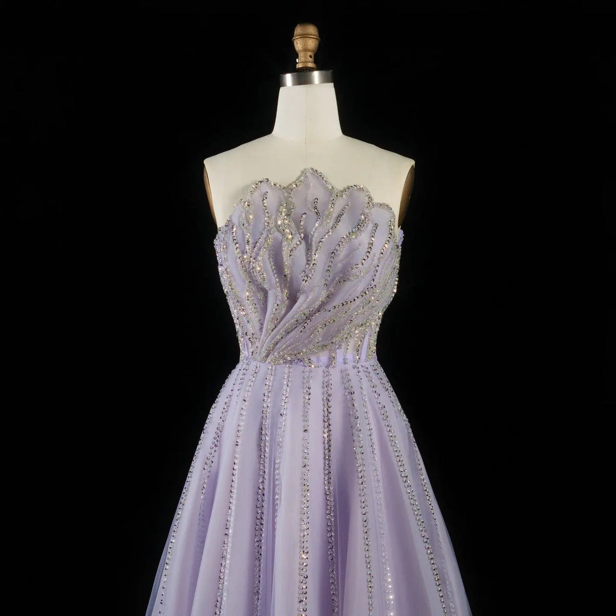 Luxury Beaded Lilac Scalloped Evening Dress SS247