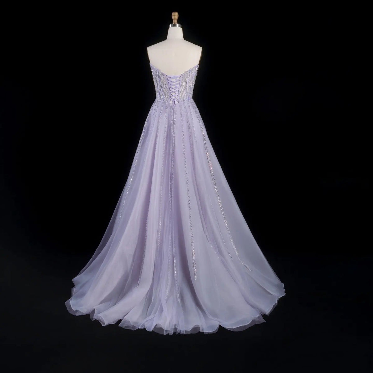 Luxury Beaded Lilac Scalloped Evening Dress SS247