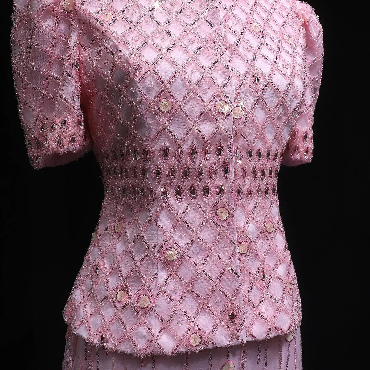 Luxury Pink Crystal Two Piece Evening Dresses Wedding Party SS546