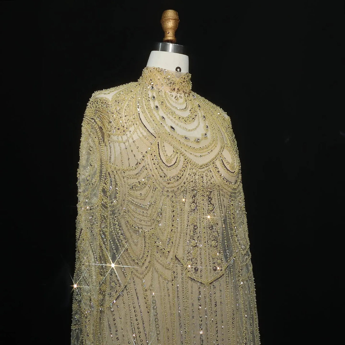 Luxury Nude Beaded High Neck 2 pieces Evening Dress SS780