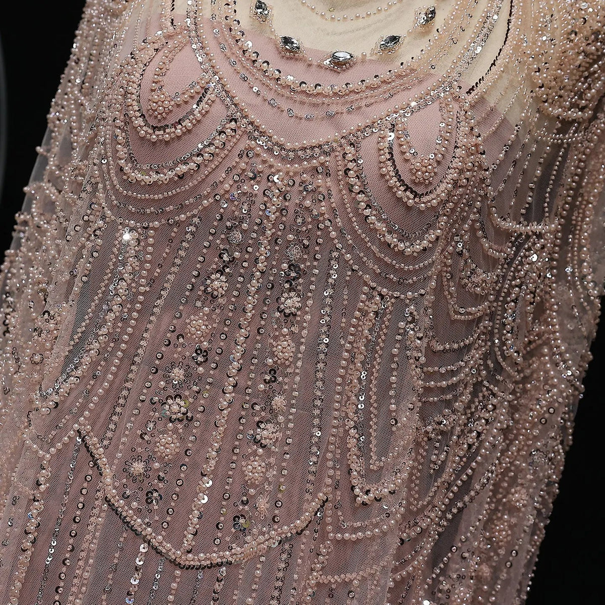 Luxury Nude Beaded High Neck 2 pieces Evening Dress SS780