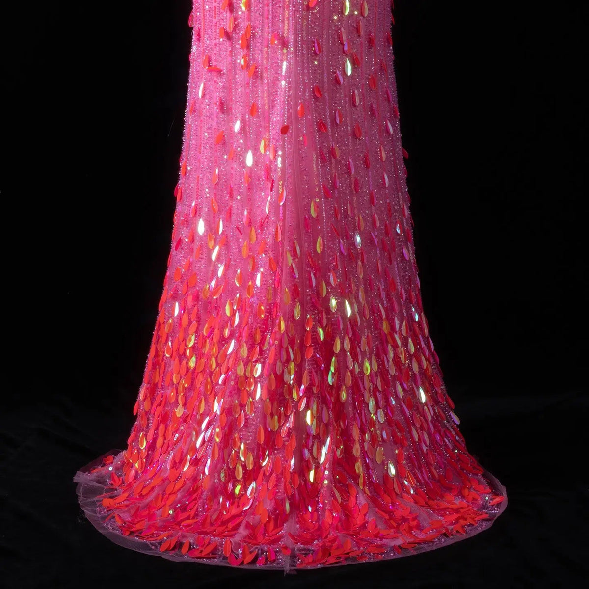 Luxury Fuchsia Deep V Sequin Cutout High-Slit Mermaid Prom Dress SH351