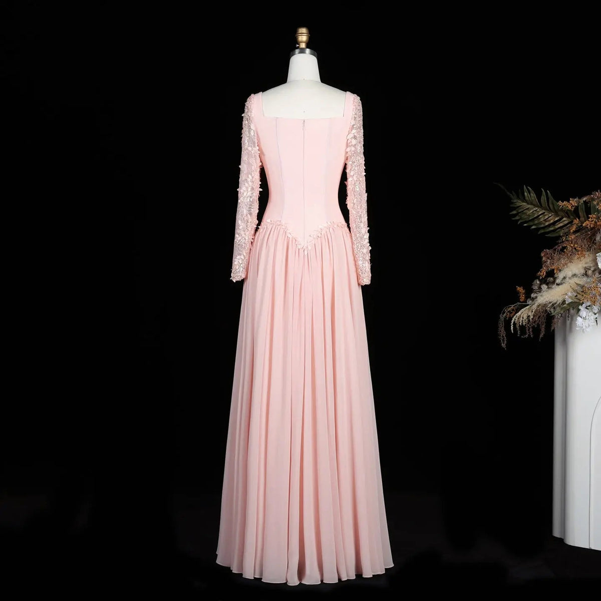 Romantic Pink Floral Lace Evening Dress SF239