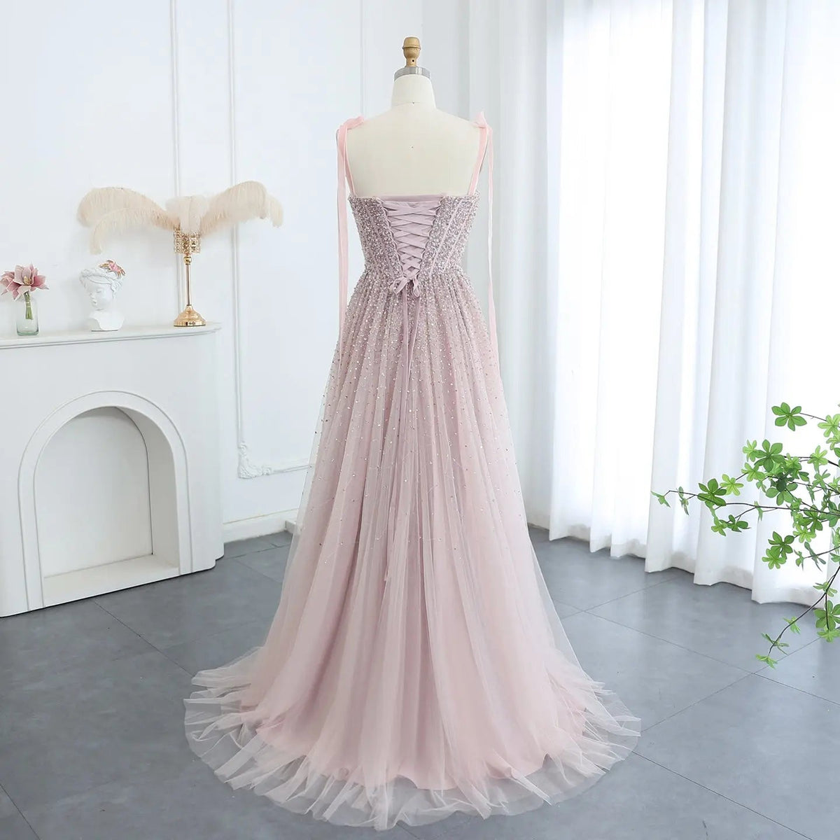 Luxury Beaded Red Evening Dresses with Straps SS263