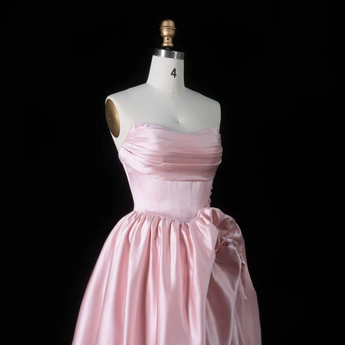 Pink Crystal Strapless High Slit Elegant Evening Dress SF522