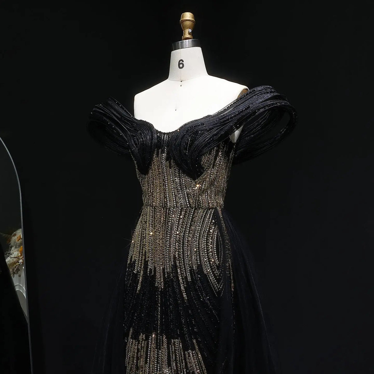Luxury Champagne Corset Beaded Evening Gown with Overskirt SS717