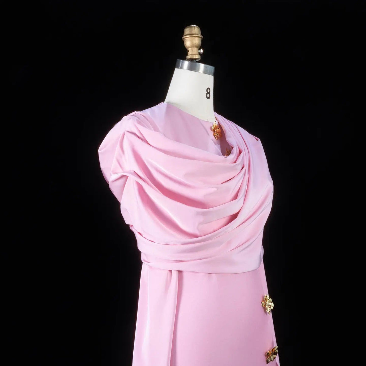 Elegant Off White Satin Arabic Evening Dress with Cape SF536