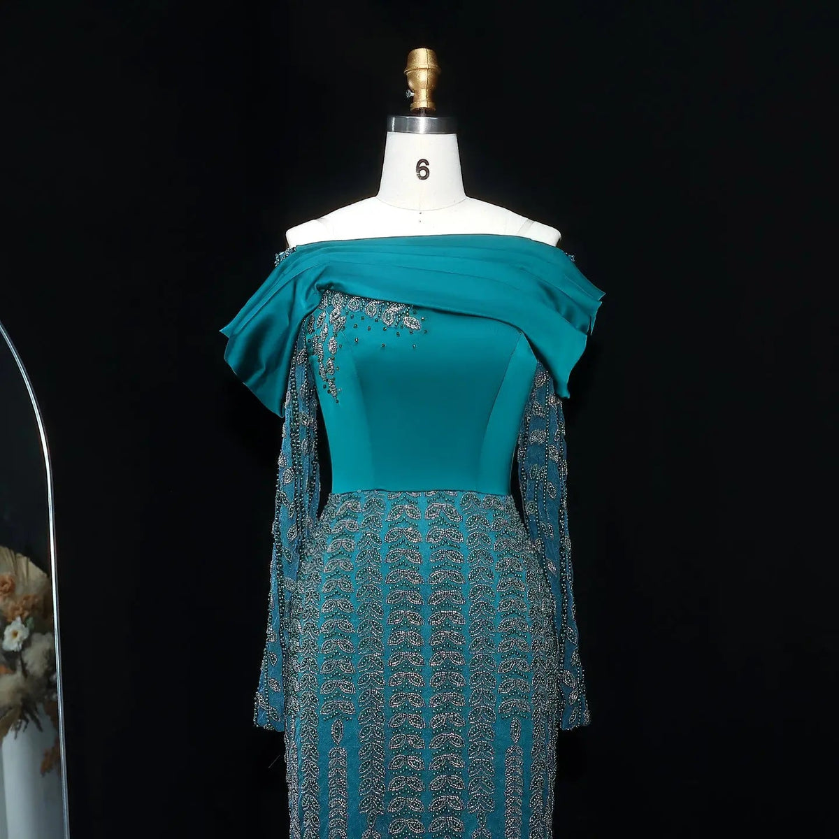 Elegant Off Shoulder Long Sleeves Evening Dress SS695