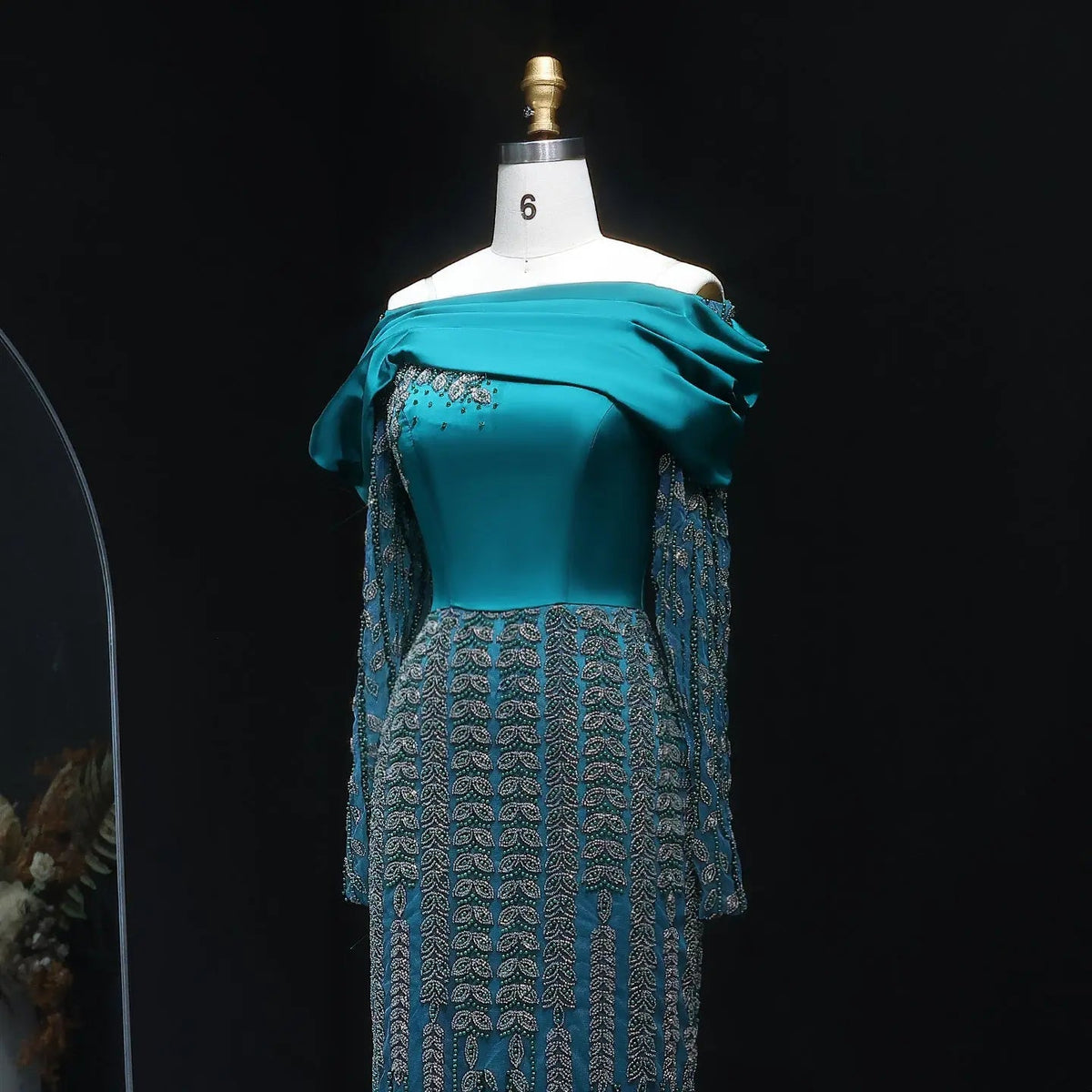 Elegant Off Shoulder Long Sleeves Evening Dress SS695