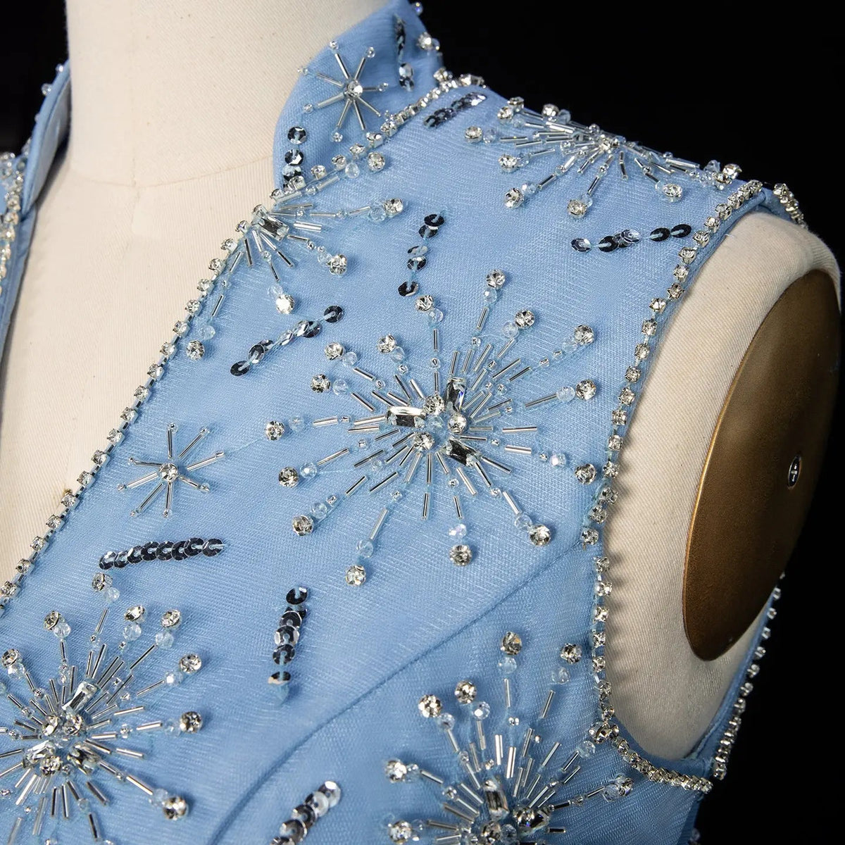 Luxury Blue Beaded 2 pieces Evening Dress with ruffles SS597