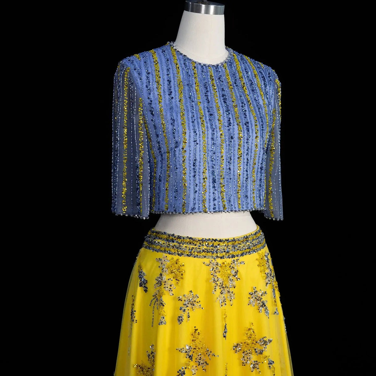 Luxury Beaded Yellow 2 Pieces Evening Dress SS490