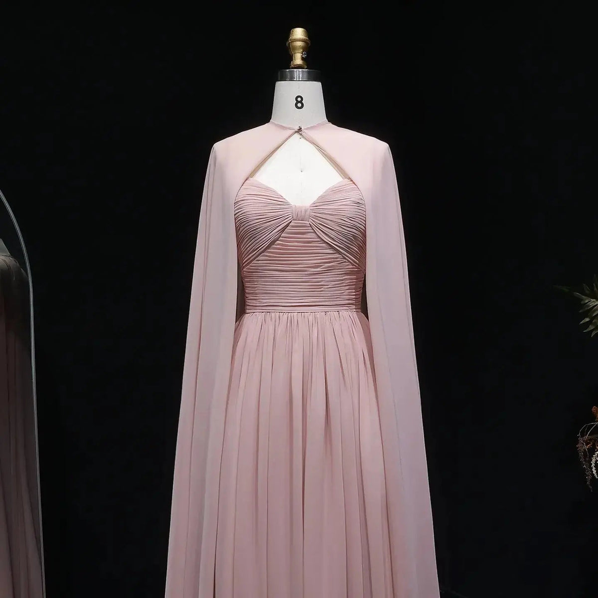 Elegant Purple Chiffon Evening Dress with Cape SF002