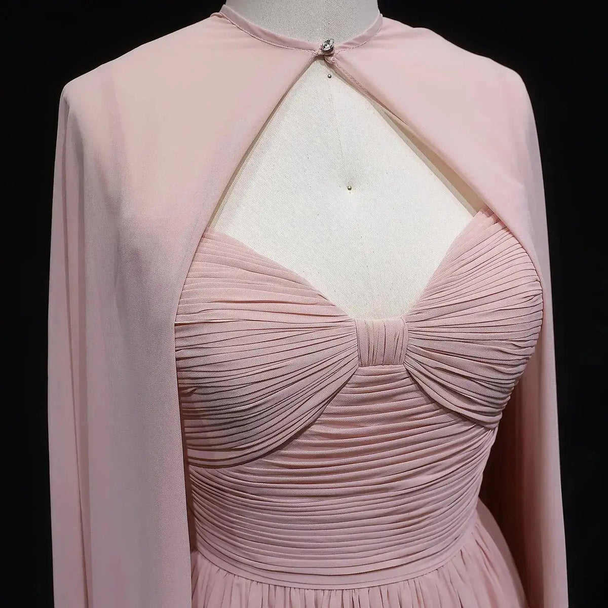 Elegant Purple Chiffon Evening Dress with Cape SF002