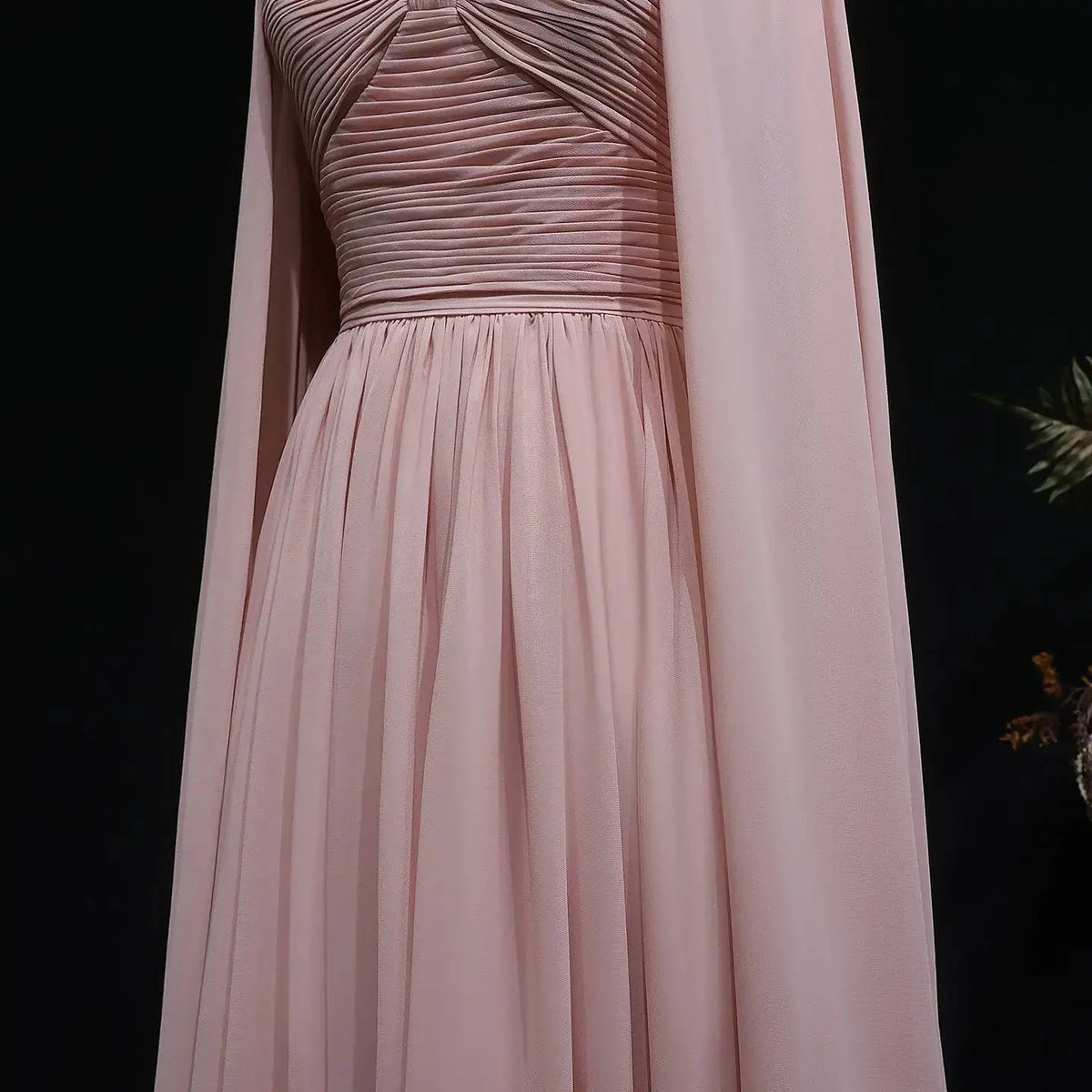 Elegant Purple Chiffon Evening Dress with Cape SF002