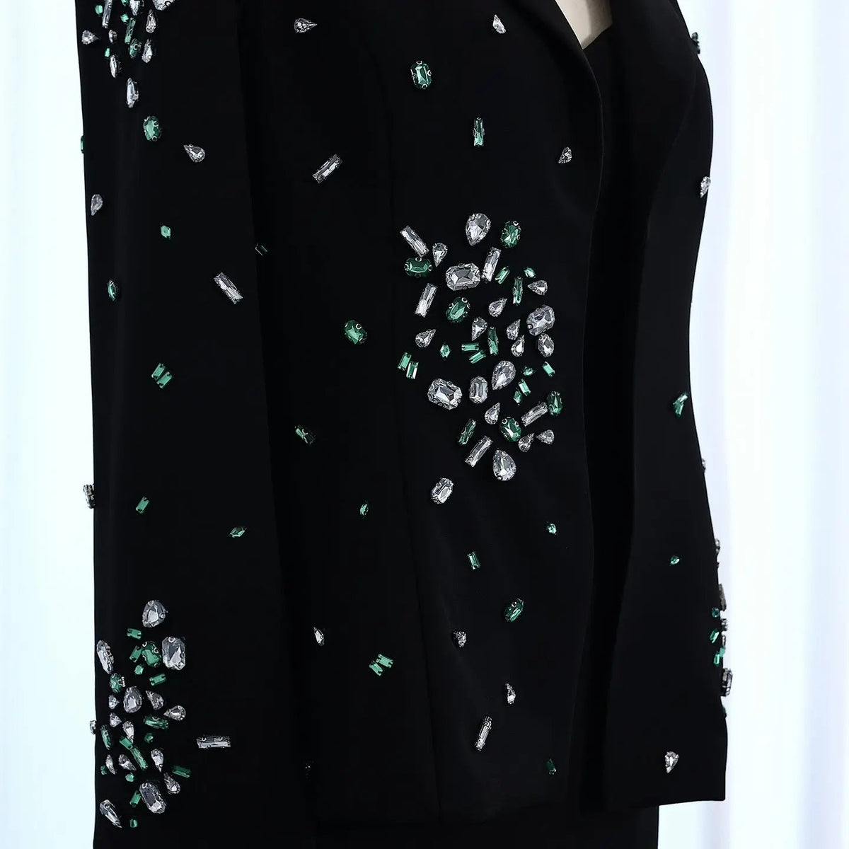 Elegant Black Rhinestone Evening Dress with Jacket SS561