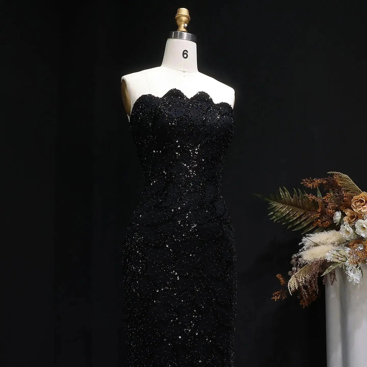 Elegant Strapless Emerald Green Evening Dress SS601