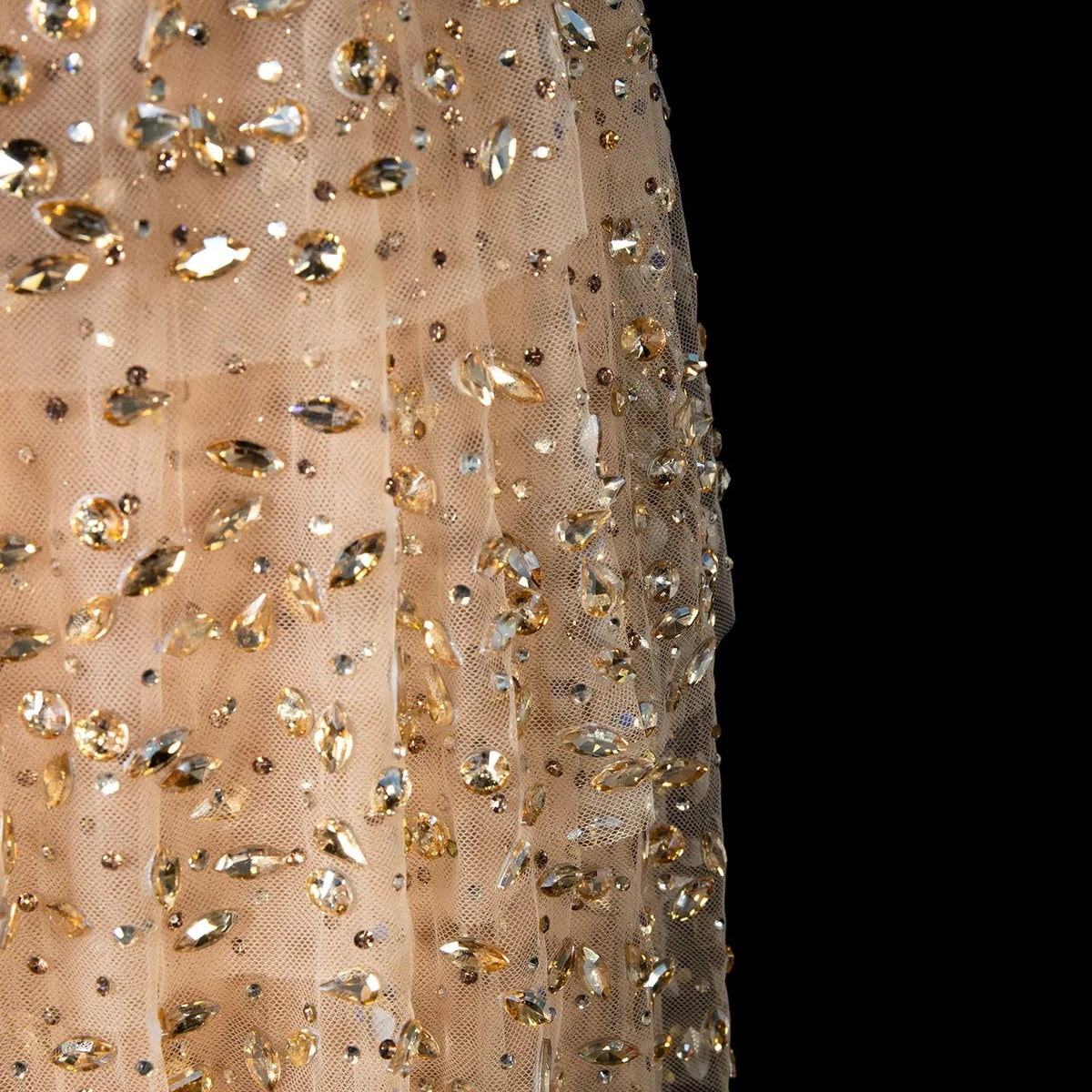 Luxury Champagne Strapless Crystal Sheath Evening Dress SS720