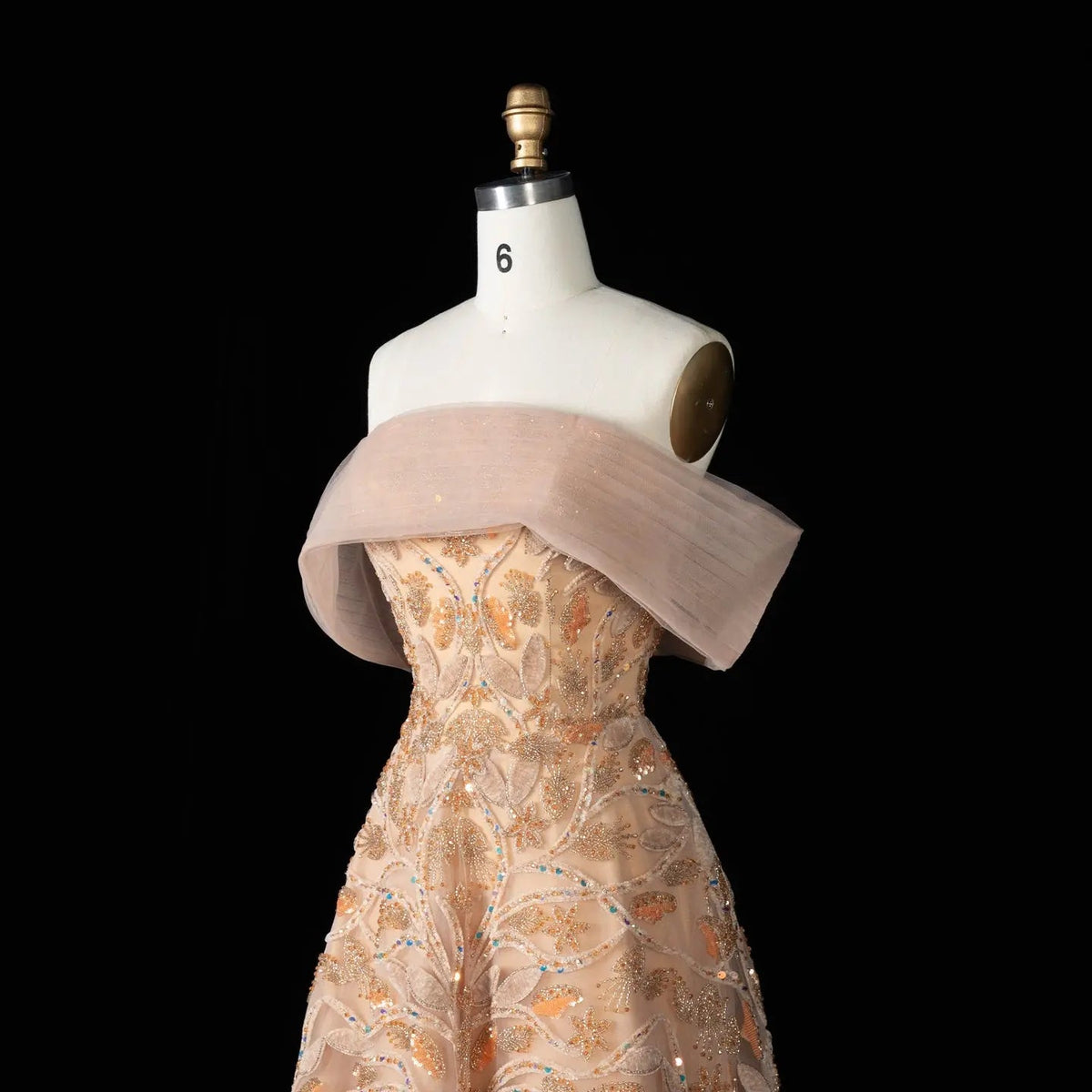 Luxury Orange Sequin Beaded Embroidered Evening Dress SS542