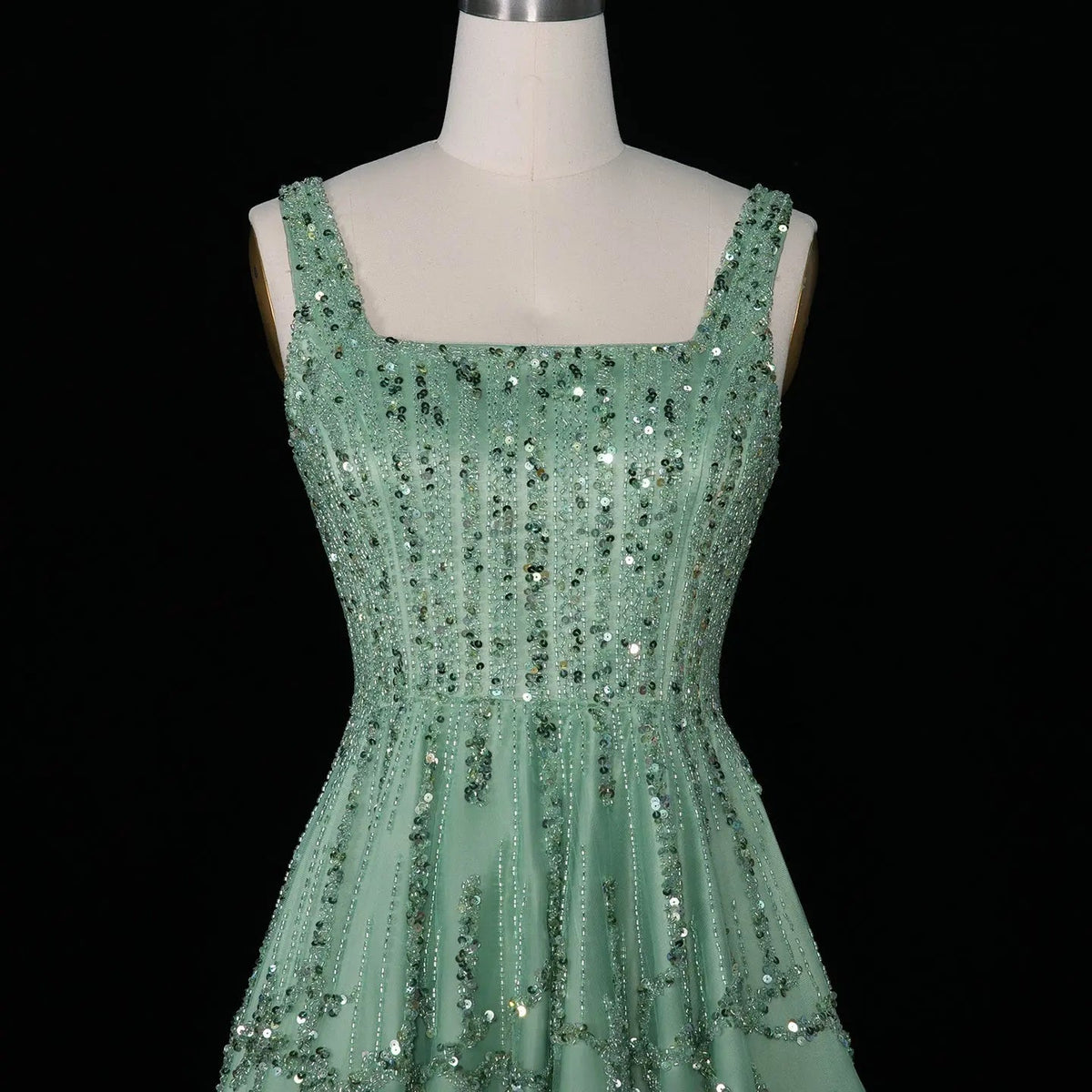 Luxury Beaded Green Spaghetti Evening Dresses SS225