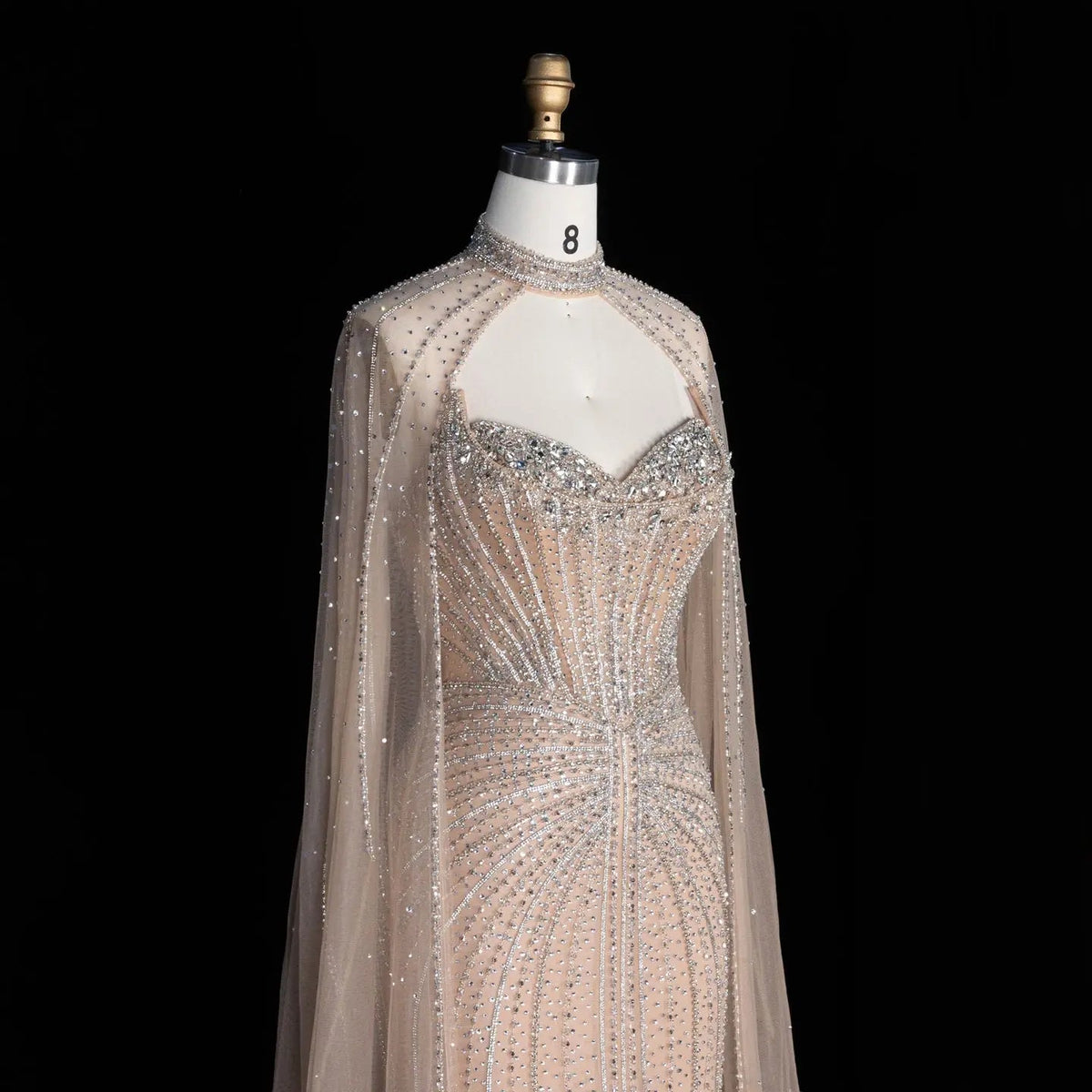 Luxury Mermaid Beaded Evening Dress with Cape SS156