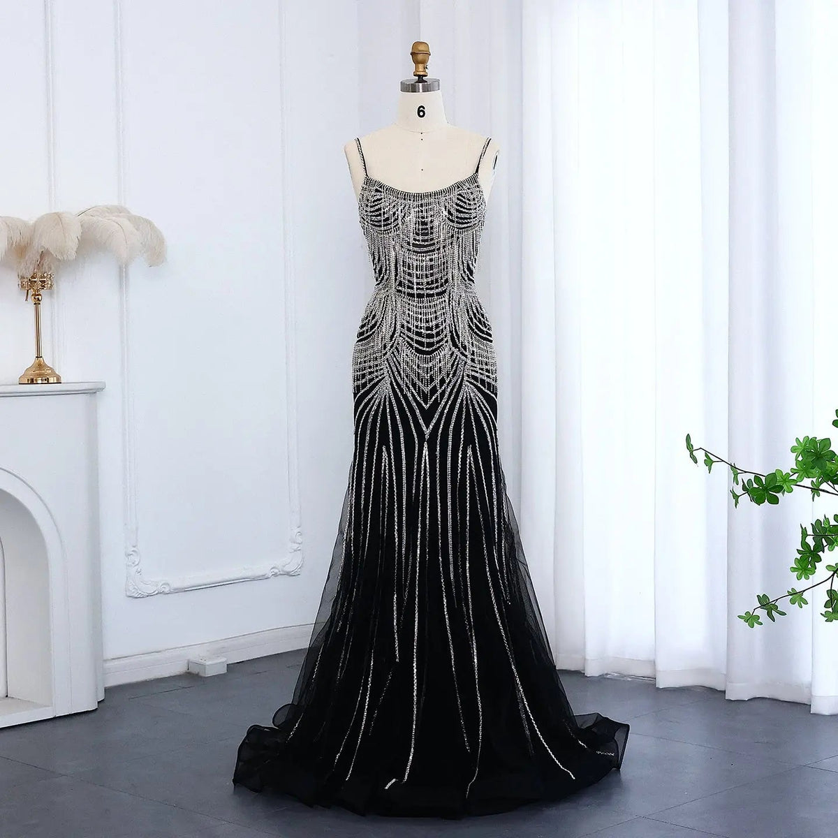 Luxury Tassel Spaghetti Mermaid Evening Dress SS029