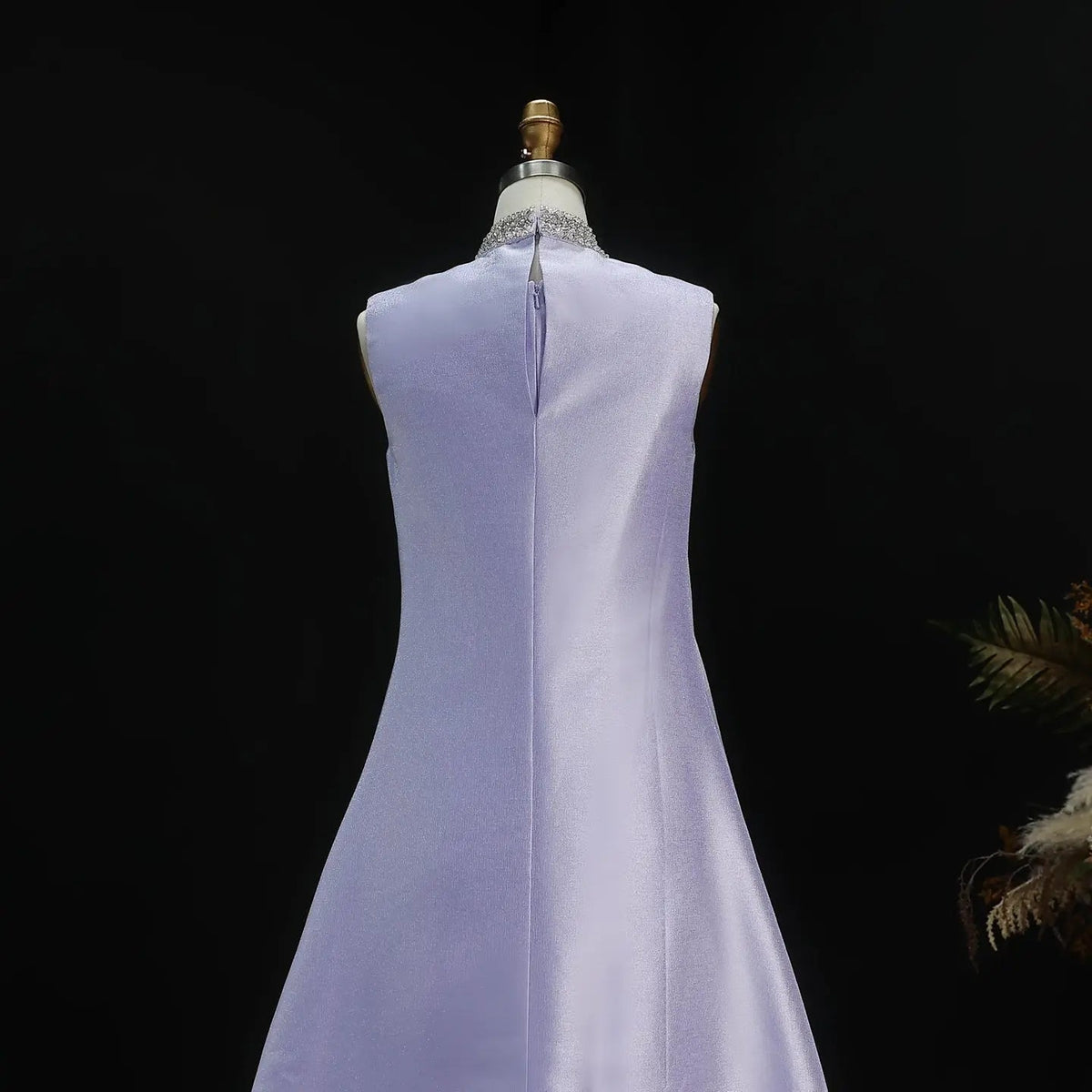 Luxury Rhinestone Lilac Kaftan Evening Dress with Cape SS276
