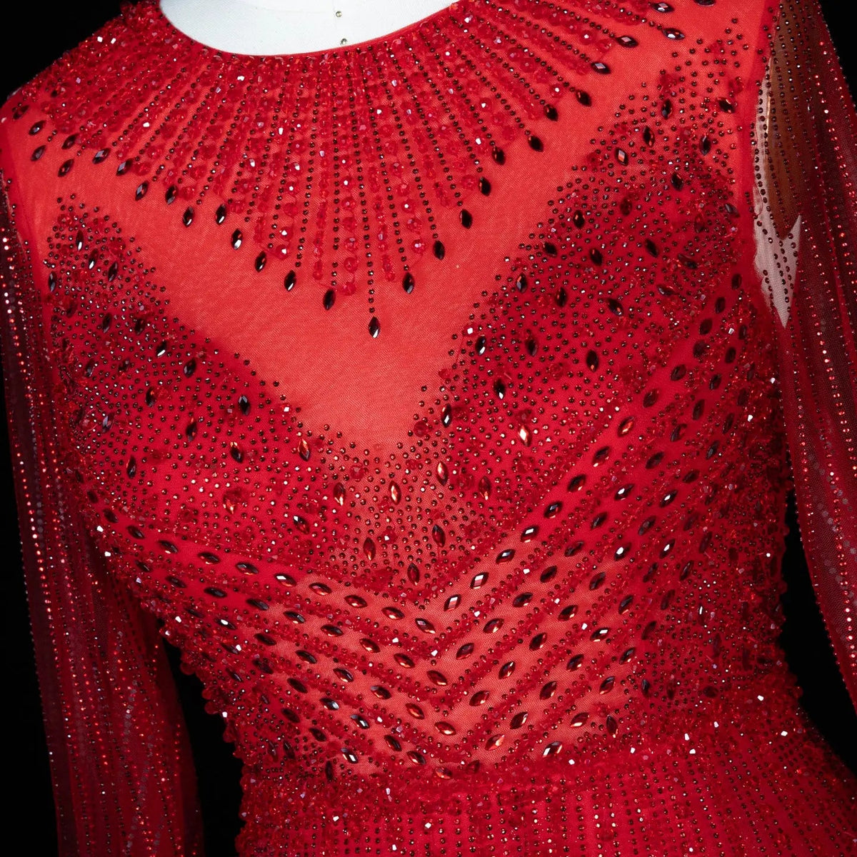 Glamorous Pink Illusion Neck Beaded Chiffon Evening Dress with Cape Sleeves SS054