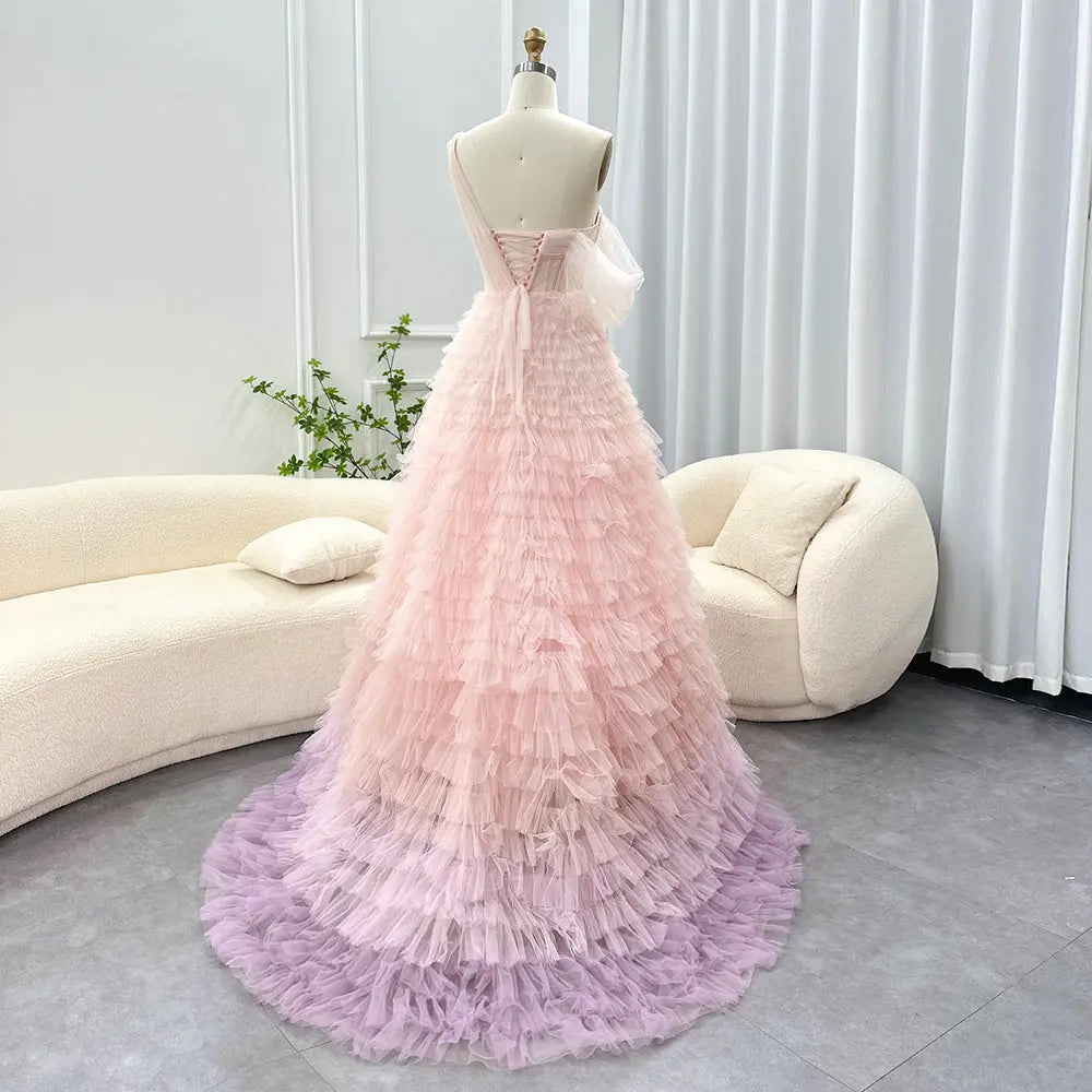 Luxury Pink One Shoulder Evening Dress SS550