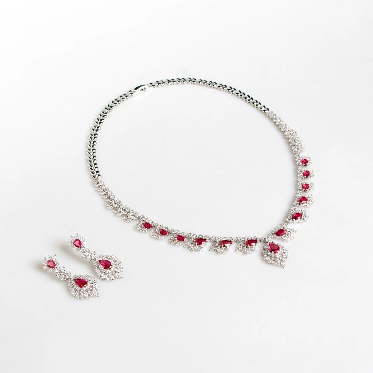 Luxury Floral Simple Zircon Jewelry Earring Set JW018