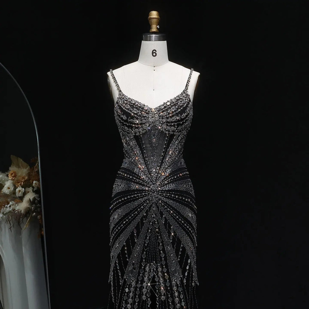 Luxury Beaded Mermaid with Spaghetti Strap Evening Dress SS020