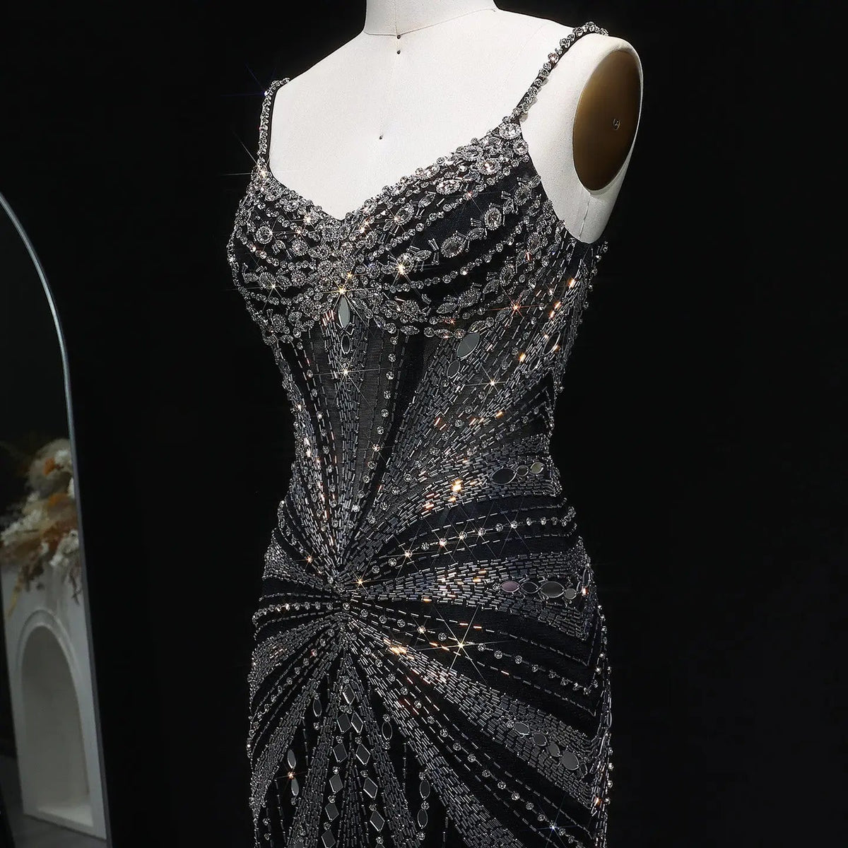 Luxury Beaded Mermaid with Spaghetti Strap Evening Dress SS020