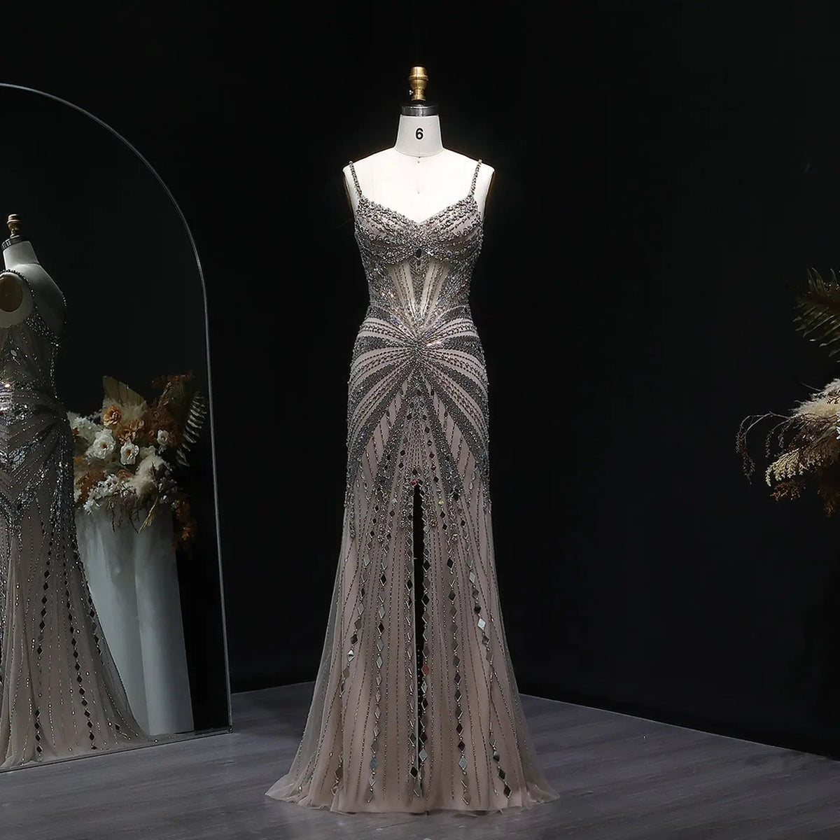 Luxury Beaded Mermaid with Spaghetti Strap Evening Dress SS020