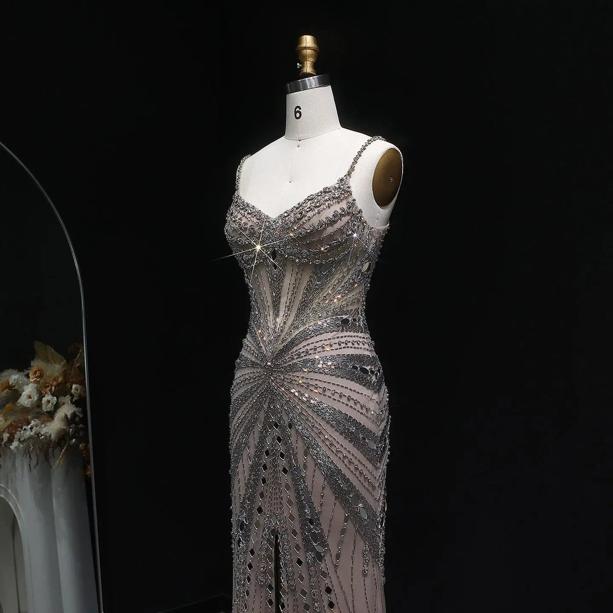 Luxury Beaded Mermaid with Spaghetti Strap Evening Dress SS020
