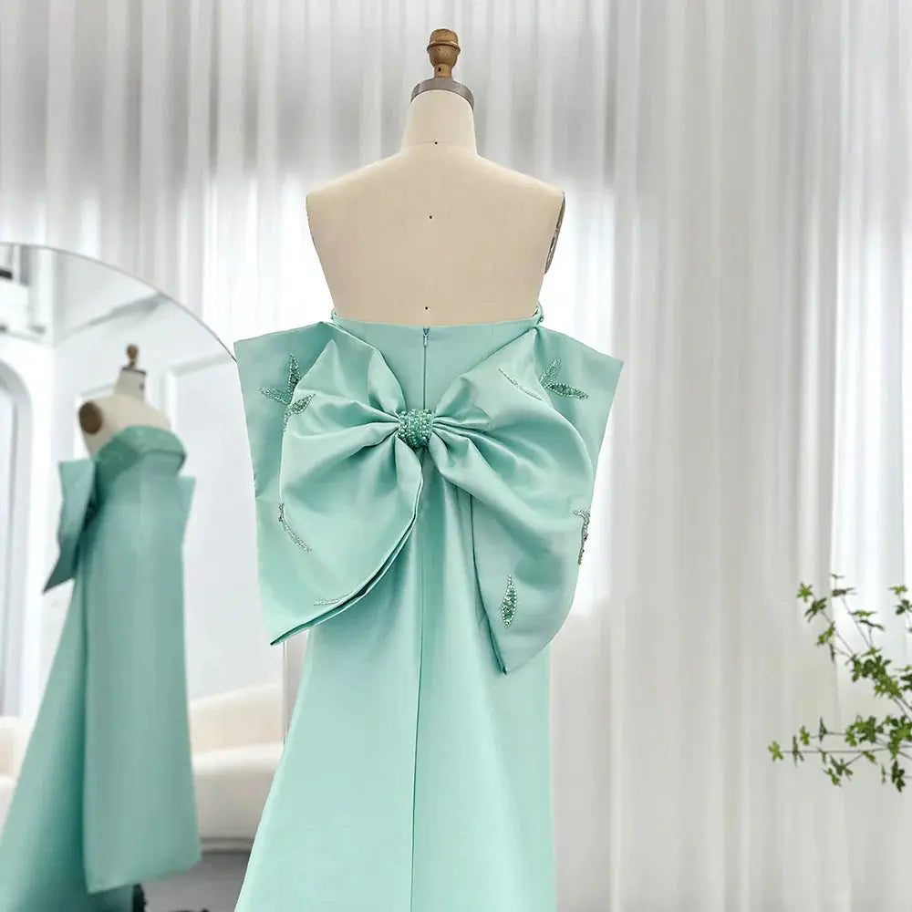 Luxury Lilac Beaded Evening Dress with Bow Cape SS319