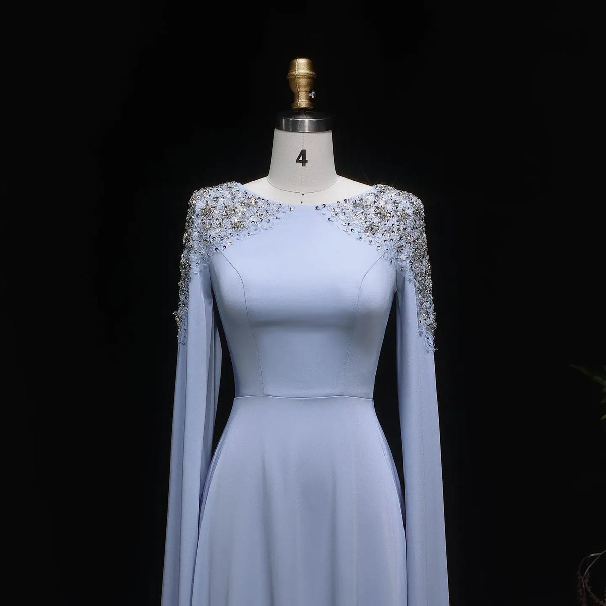 Elegant White Mermaid Evening Dress with Cape Sleeves SF280