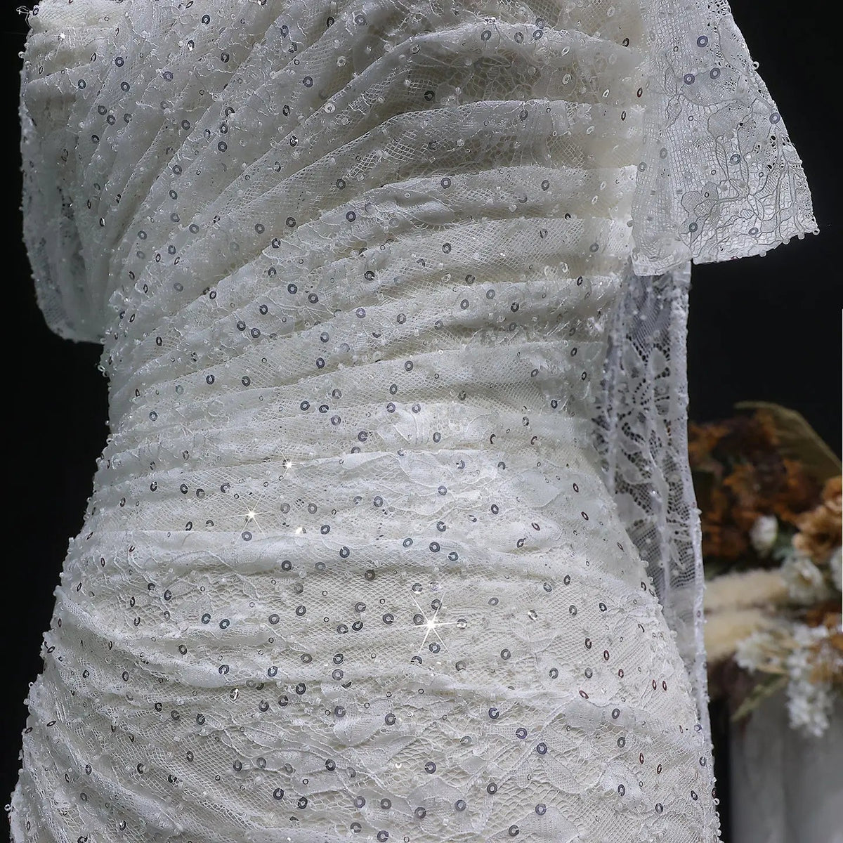 Elegant Lace Sequin Off Shoulder Evening dress SF395