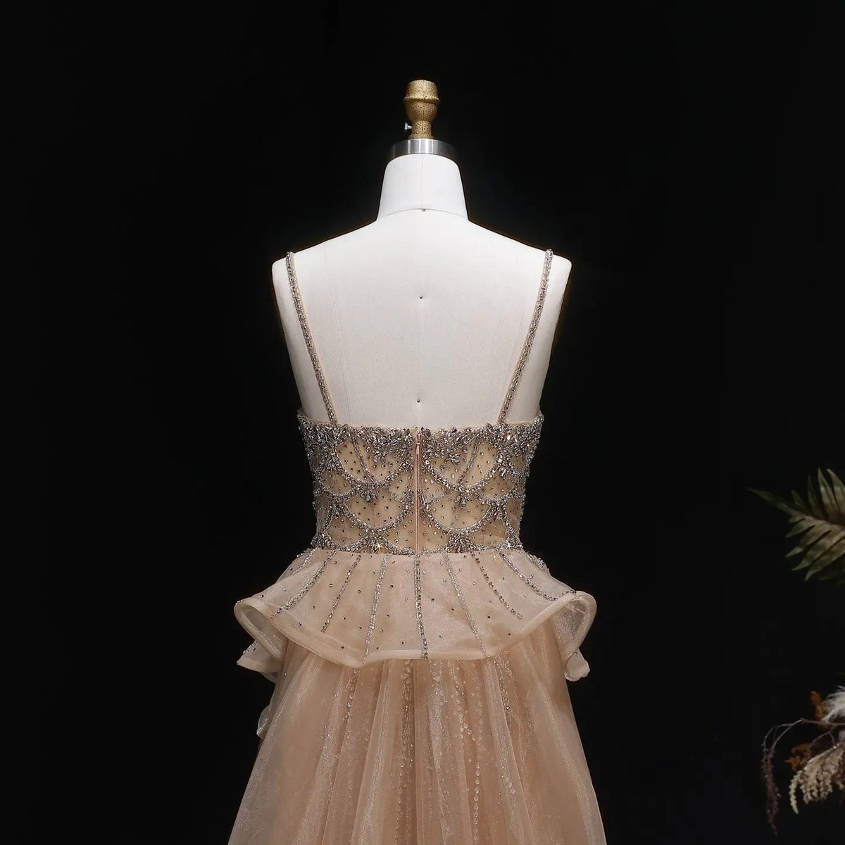 Luxury Champagne Mermaid Evening Dress with Overskirt SS026
