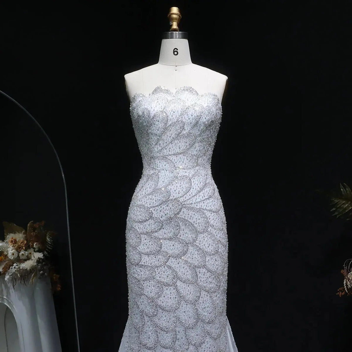 Elegant Strapless Emerald Green Evening Dress SS601